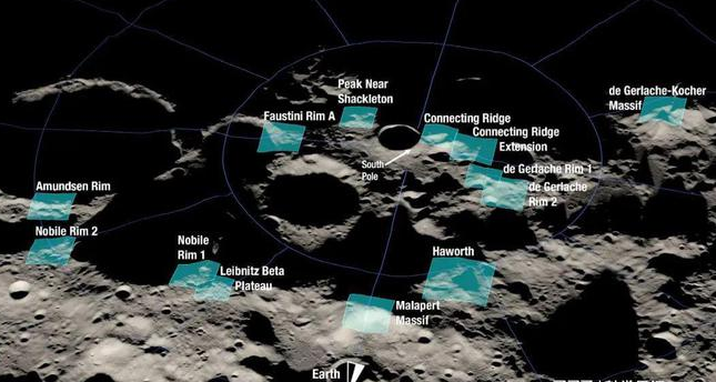 NASA公布的登月备选区域名单中，13个备选地全都位于月球南极附近