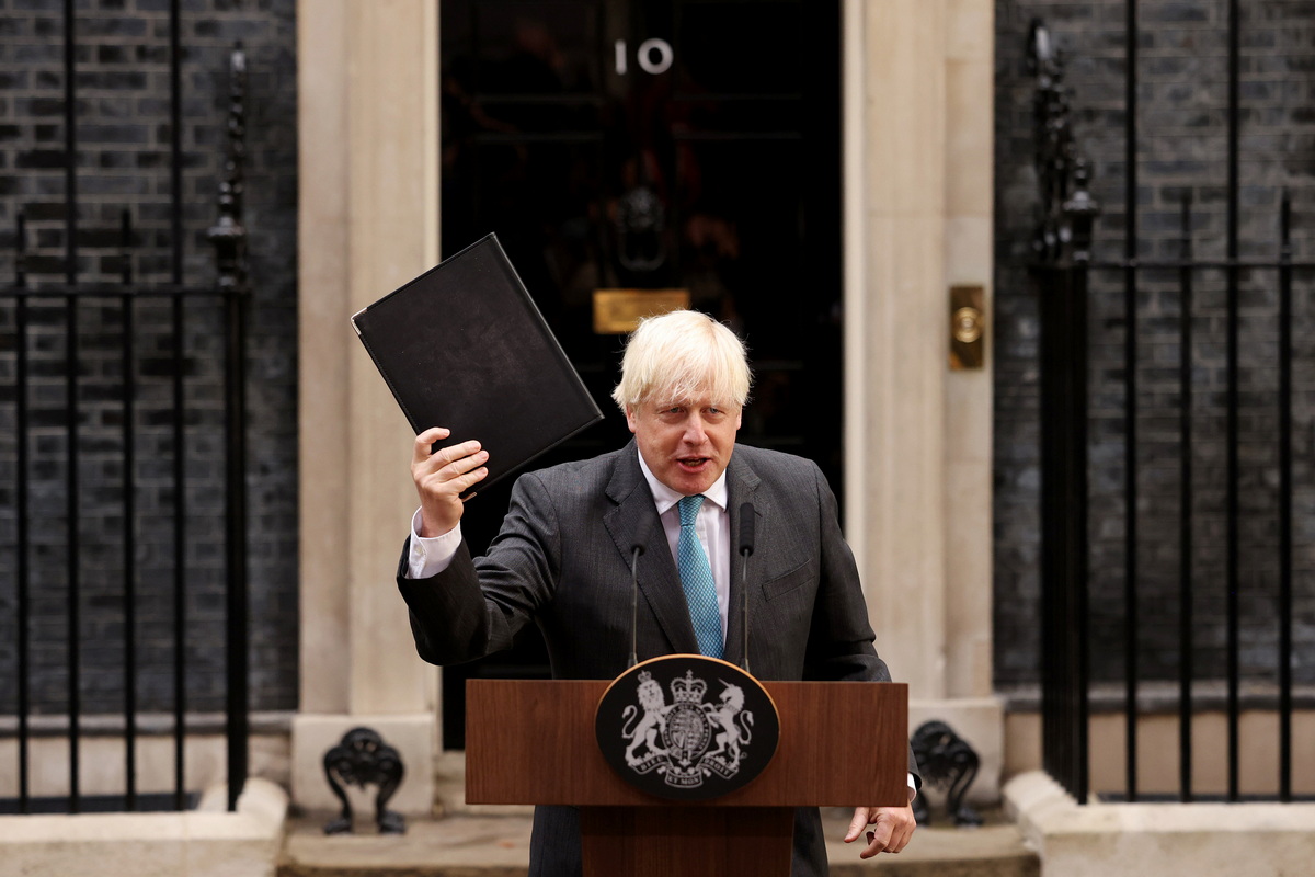  当地时间9月6日，英国前首相约翰逊在正式辞职前在唐宁街10号发表告别演讲。