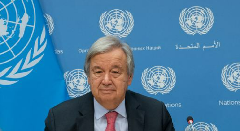 当地时间9月14日，联合国秘书长古特雷斯召开新闻发布会。图/联合国官网截图