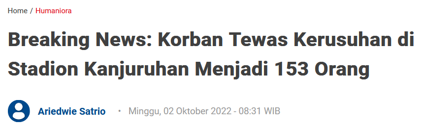 印尼发生严重球迷冲突及踩踏事件,至少已致153人死亡180人受伤休闲区蓝鸢梦想 - Www.slyday.coM 印尼发生严重球迷冲突及踩踏事件,至少已致153人死亡180人受伤休闲区蓝鸢梦想 - Www.slyday.coM