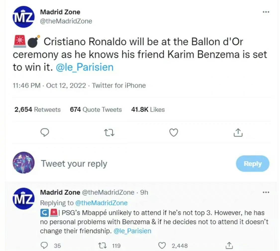 巴黎人报:得知本泽马将获得金球奖,C罗预计会出席颁奖典礼休闲区蓝鸢梦想 - Www.slyday.coM 巴黎人报:得知本泽马将获得金球奖,C罗预计会出席颁奖典礼休闲区蓝鸢梦想 - Www.slyday.coM