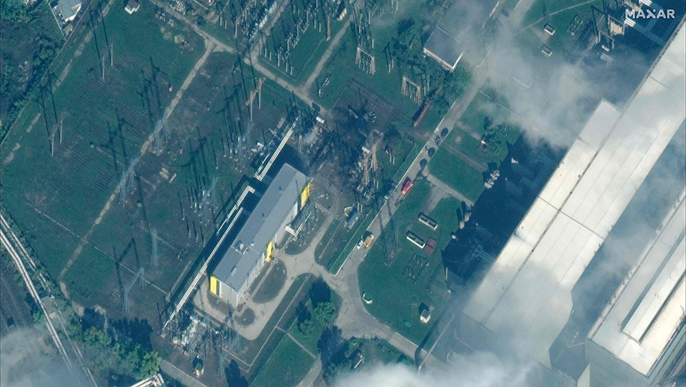 当地时间2022年10月12日，乌克兰基辅，卫星图像显示Tets-5电力设施的变电站出现了新的损坏。视觉中国 图