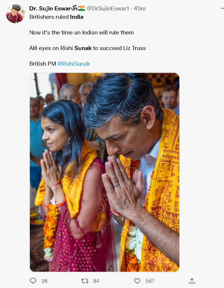 苏纳克成英国首相,印度网民:当家做主了!休闲区蓝鸢梦想 - Www.slyday.coM 苏纳克成英国首相,印度网民:当家做主了!休闲区蓝鸢梦想 - Www.slyday.coM