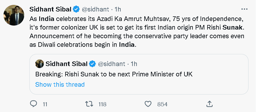 苏纳克成英国首相,印度网民:当家做主了!休闲区蓝鸢梦想 - Www.slyday.coM 苏纳克成英国首相,印度网民:当家做主了!休闲区蓝鸢梦想 - Www.slyday.coM