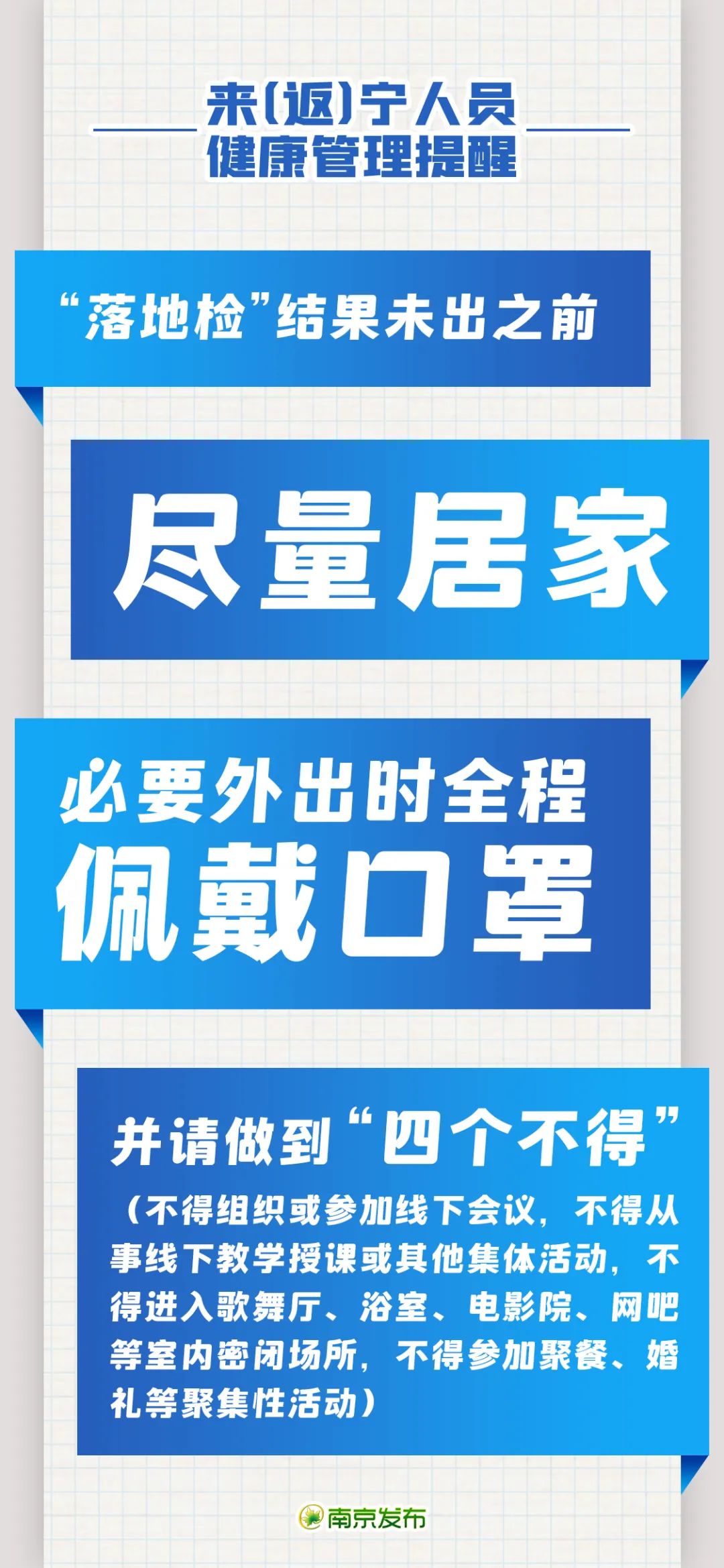 来(返)南京人员健康管理提醒