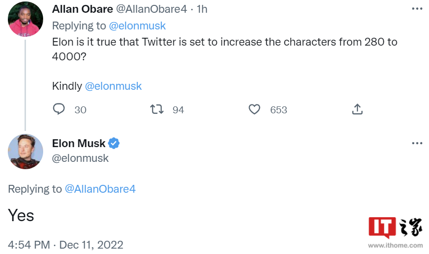 马斯克证实:Twitter 将把推文字符数限制提高到 4000 个休闲区蓝鸢梦想 - Www.slyday.coM 马斯克证实:Twitter 将把推文字符数限制提高到 4000 个休闲区蓝鸢梦想 - Www.slyday.coM