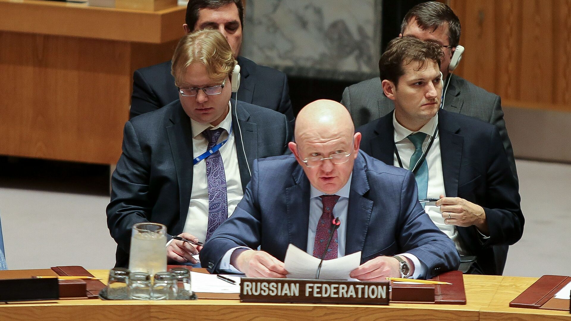 俄羅斯常駐聯合國代表瓦西里涅邊賈。圖自俄羅斯衛星通訊社