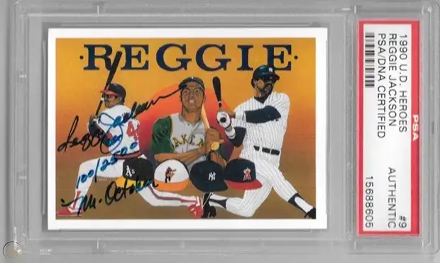 1990年UD公司在自己的棒球产品里插入了2500雷吉·杰克逊的签字卡，这被视为人类有史以来第一张签字球星卡。