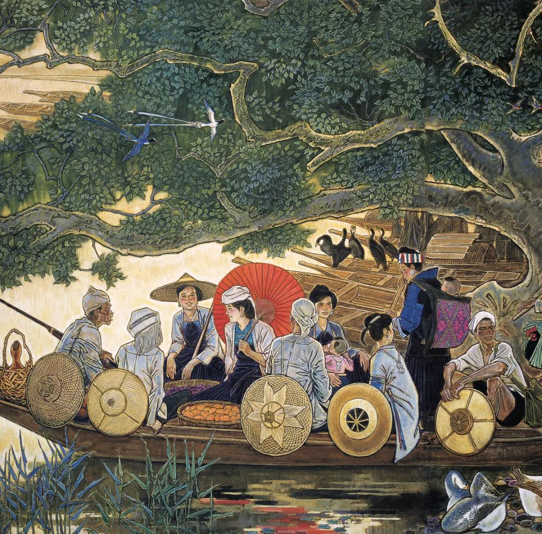 《清水江畔》油彩壁画(局部)