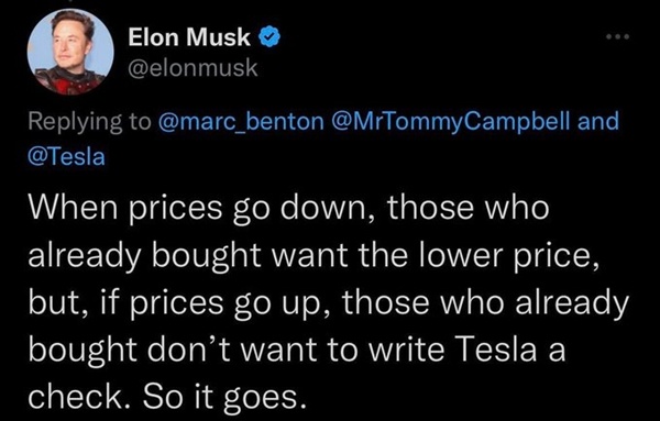 特斯拉最近大降价，引起全球车主声讨维权，马斯克发文称……