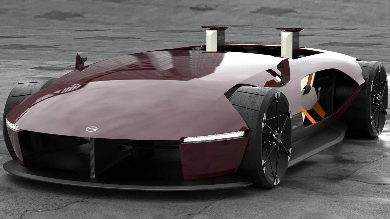 和轮胎一样高的概念车，没有车门和车窗，外形很拉风