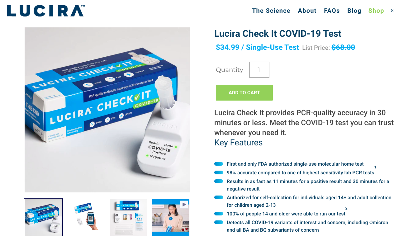 Lucira Health生产的一次性新冠自测试剂盒