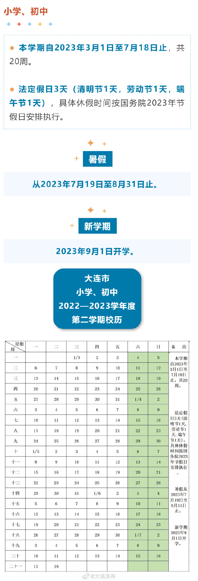 大连科技开学时间 放假,开学时间定了!大连新学期校历公布