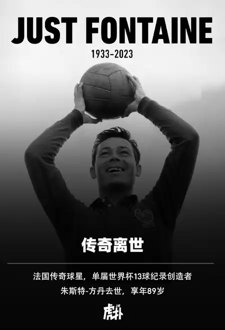 法国传奇前锋&单届世界杯13球纪录保持者方丹去世，享年89岁