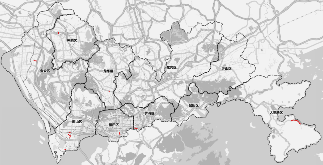 ▲近期周末全市十大拥堵路段分布