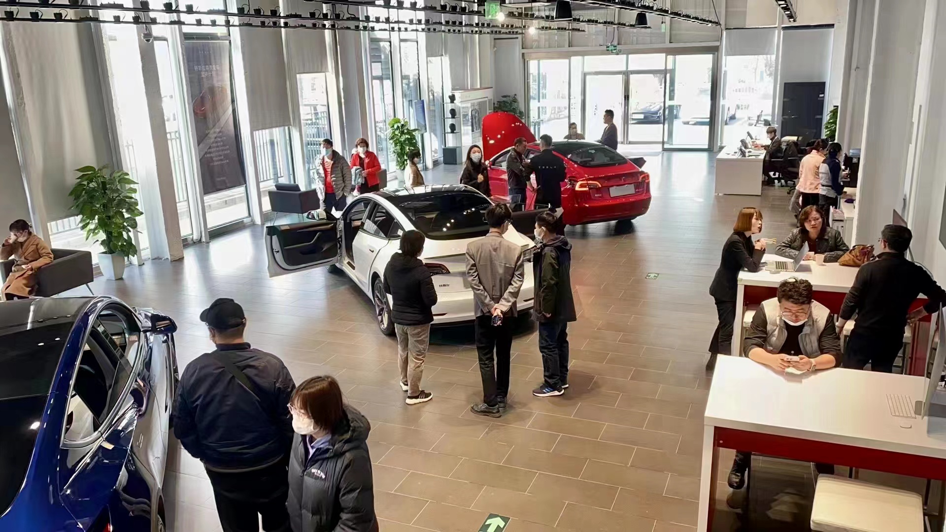 特斯拉店内看车人增多。特斯拉供图