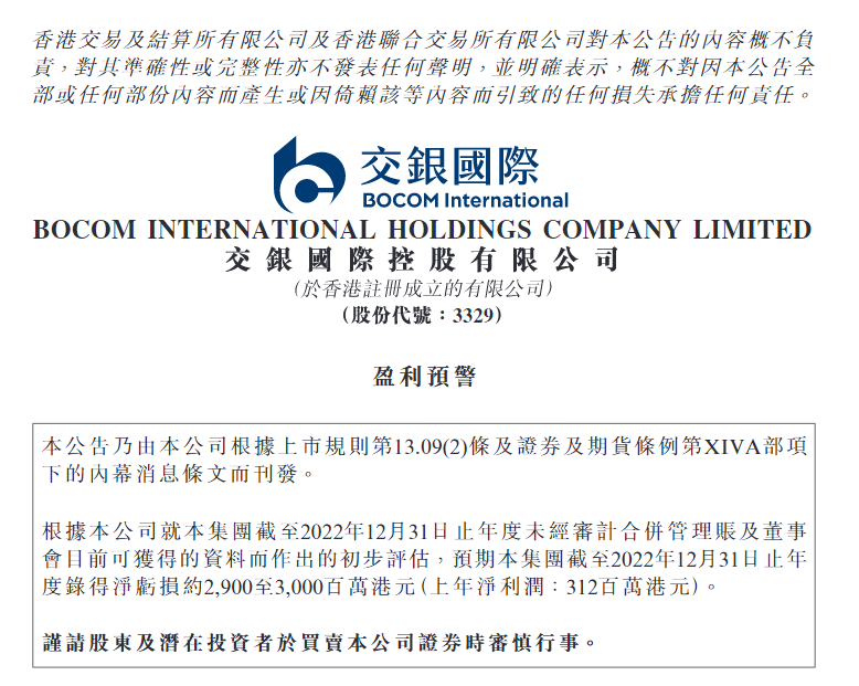 交銀國際公告