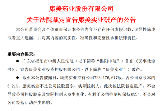 震动A股！康美实业破产，昔日800亿造假主角彻底出局？