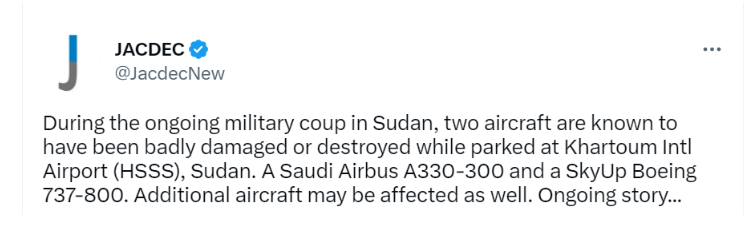 突发!多架客机在苏丹被击中!休闲区蓝鸢梦想 - Www.slyday.coM 突发!多架客机在苏丹被击中!休闲区蓝鸢梦想 - Www.slyday.coM