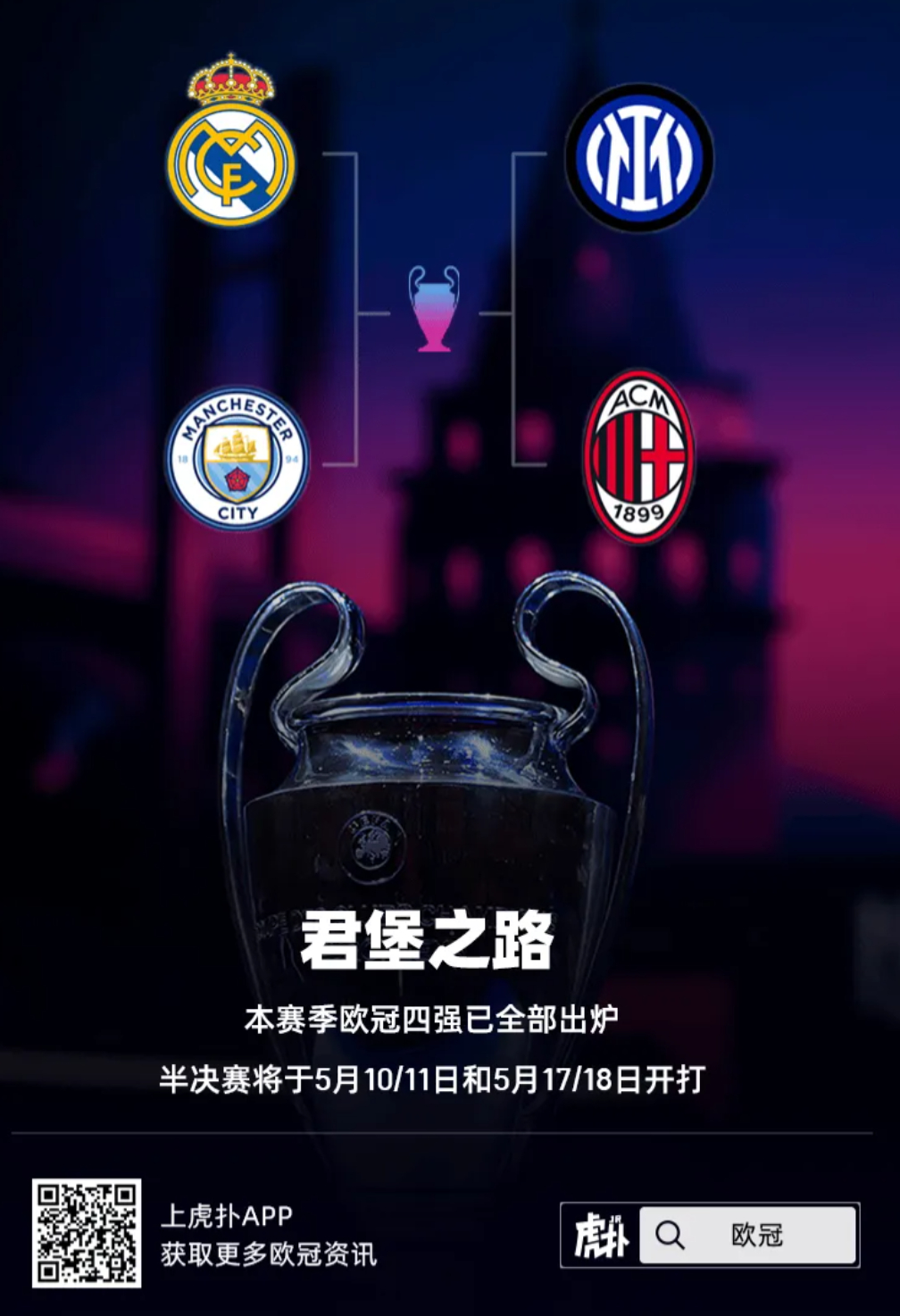 欧冠半决赛对阵：皇马PK曼城，下半区上演米兰德比休闲区蓝鸢梦想 - Www.slyday.coM