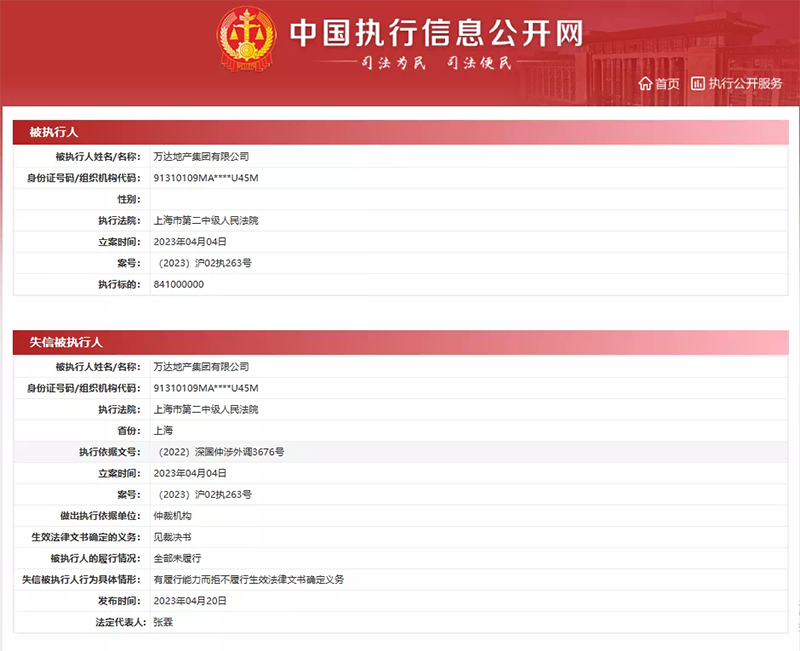 被强制执行超10亿！万达地产集团成“老赖”