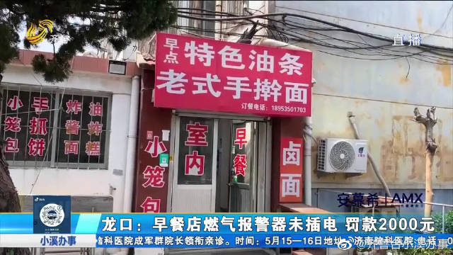 早餐店燃气报警器未插电被罚款2000元