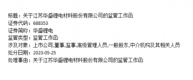 参投产业基金涉关联交易,华盛锂电收监管工作函,公司回应称函件旨在督促各方交易合规
