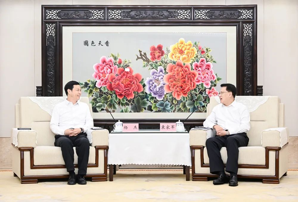 ▲6月8日上午,市委书记袁家军会见中国移动党组书记、董事长杨杰一行。记者 苏思 摄/视觉重庆