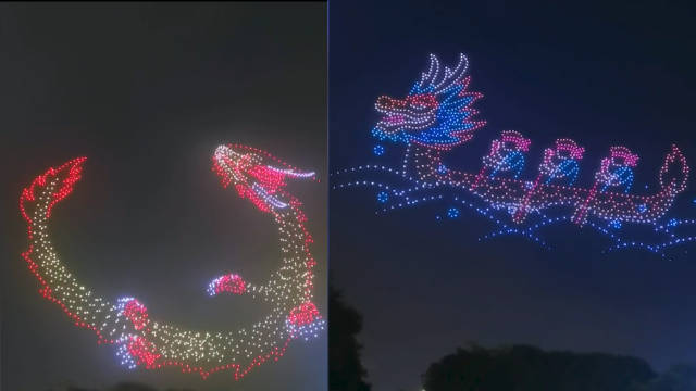 端午节的仪式感拉满 无人机编队演绎飞龙在天 网友称颂不断|深圳市|广东省|广东深圳|巨龙|夜空_新浪新闻