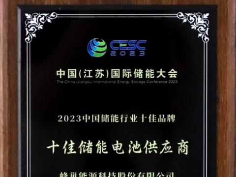 蜂巢能源荣获“2023中国储能行业十佳储能电池供应商”