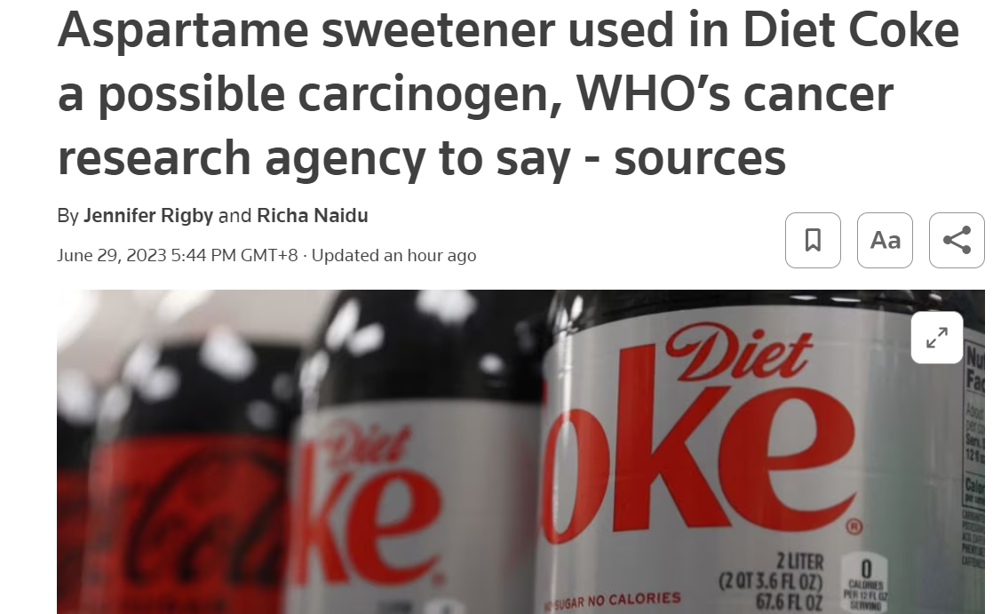 阿斯巴甜可能致癌？国际饮料协会称误导！国产品牌紧急澄清，影响有多大？
