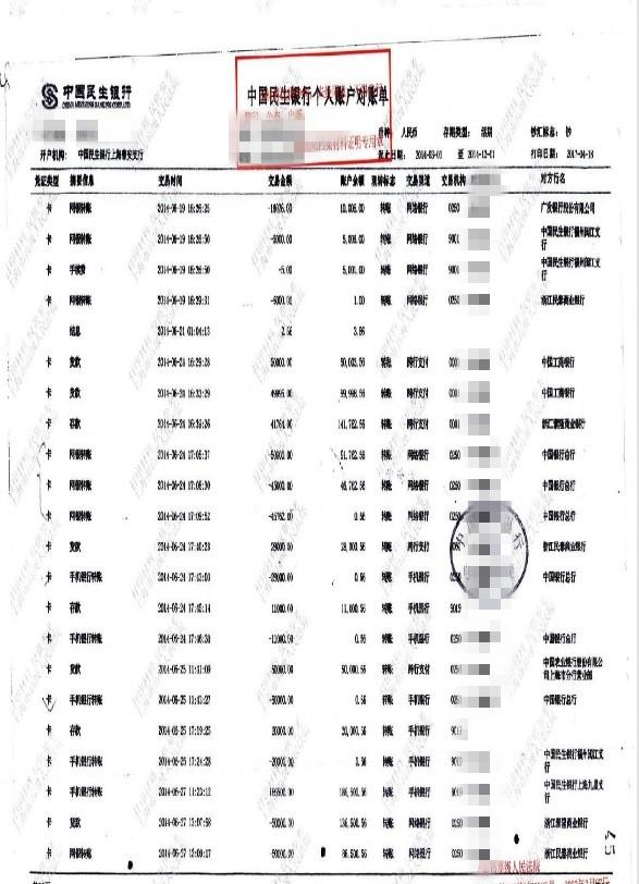 涉案转账记录 青浦区检察院 供图