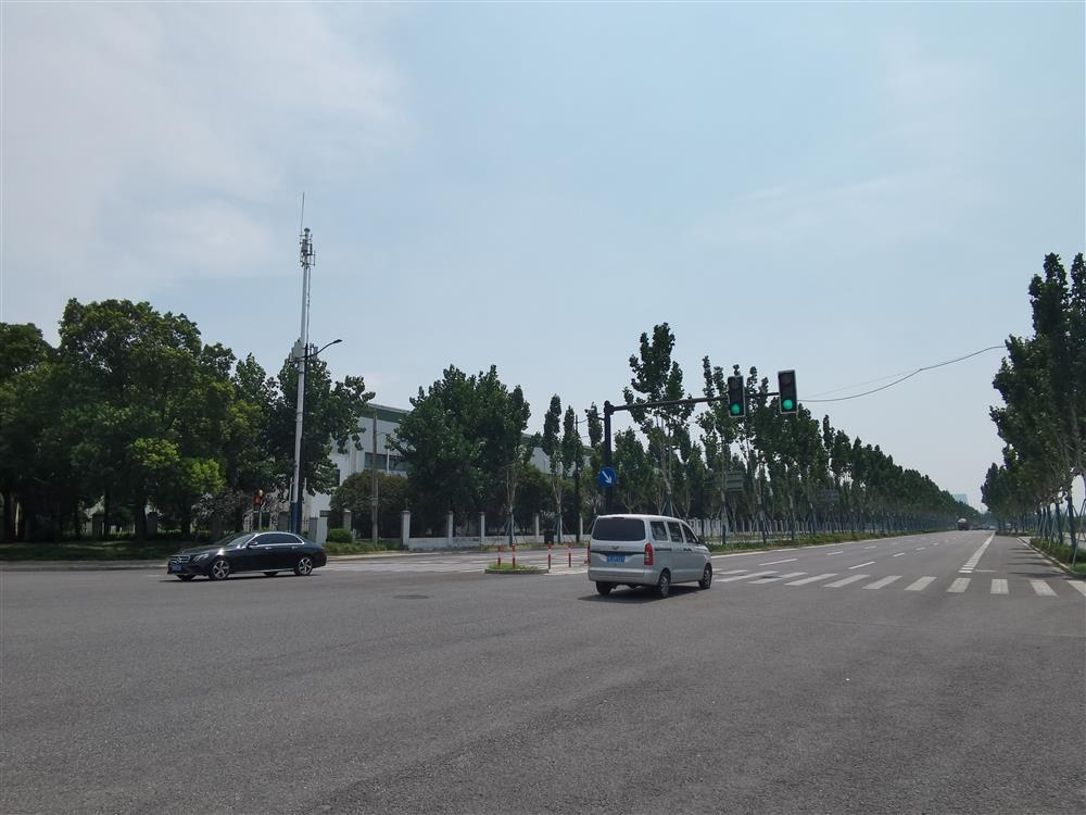 站在金昌路金迎路口，可以看到這段金昌路很是寬闊，路面平整，多為雙向6車道，近路口處還拓展為雙向8車道。