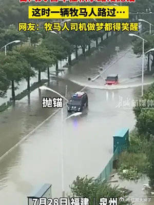 台风天警车 在积水路段抛锚，这时一辆牧马人路过……