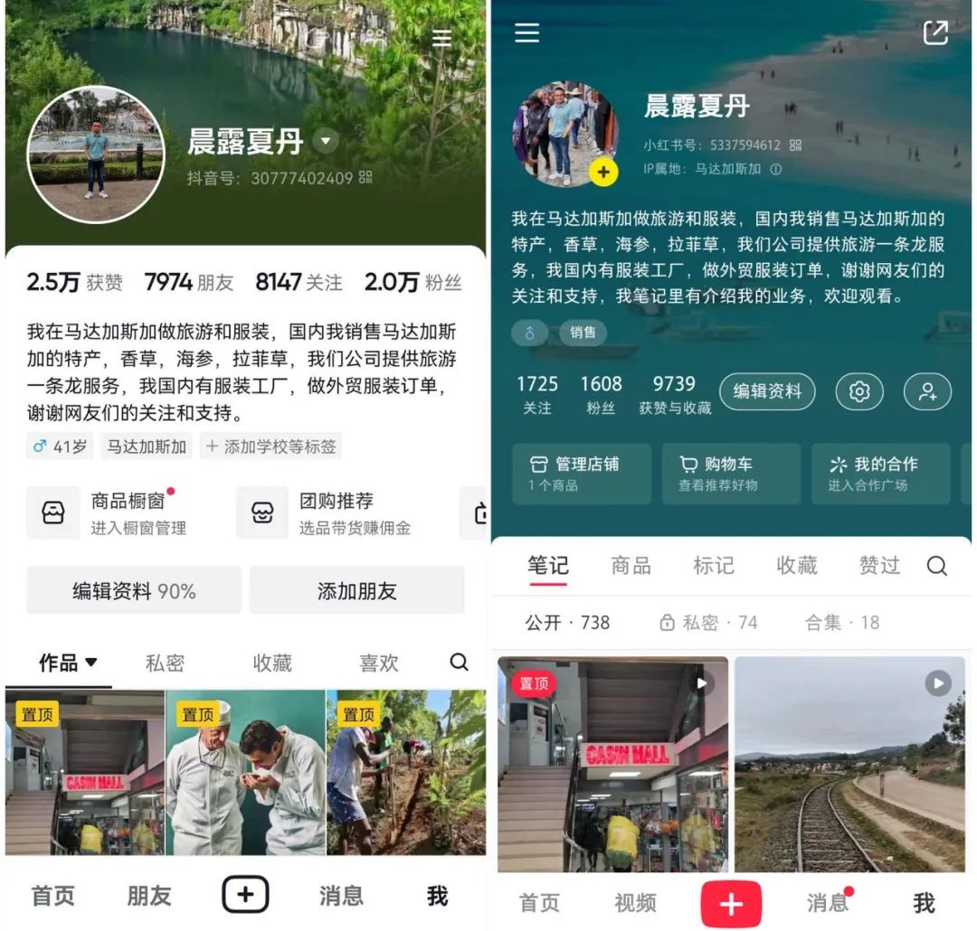 图 | 夏丹在不同社交媒体的账号