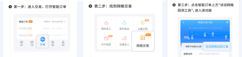 网格回测服务获取步骤,资料来源:国泰君安君弘APP