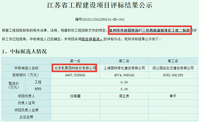 徐州市市政园林局项目招投标公告(2015年);来源:江苏省建设工程招标网