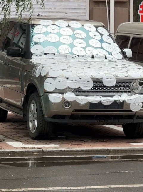 汽车新型保养方式？男子路遇轿车身上贴满面膜