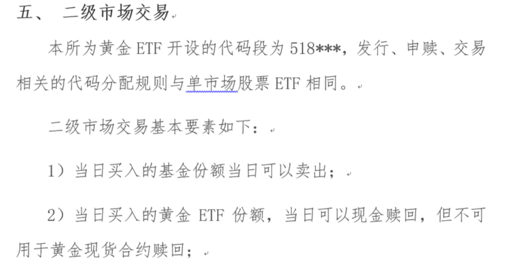 资料来源:《上海证券交易所黄金交易型开放式证券投资基金业务指南(2019年6月修订)》