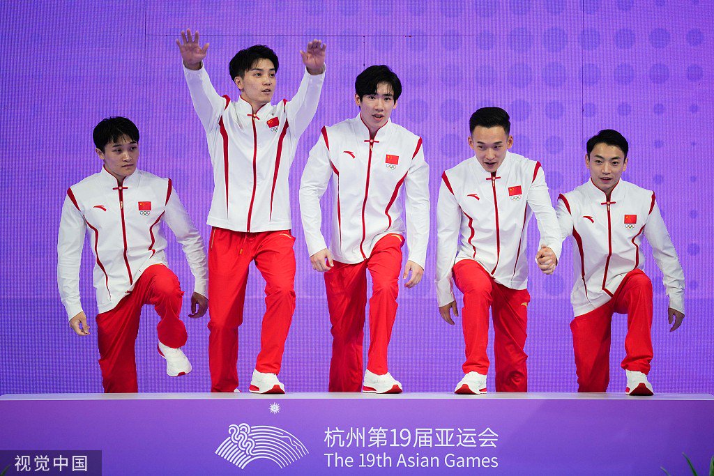 中國隊登上最高領獎台。