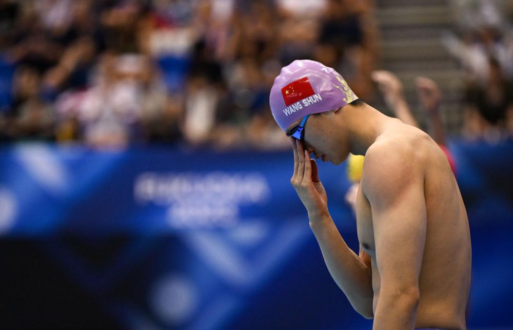 7月26日，汪順在2023年世界游泳錦標賽中。新華社記者 夏一方 攝