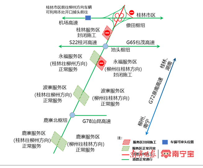 G72泉南高速桂柳段改扩建路段交通出行路况