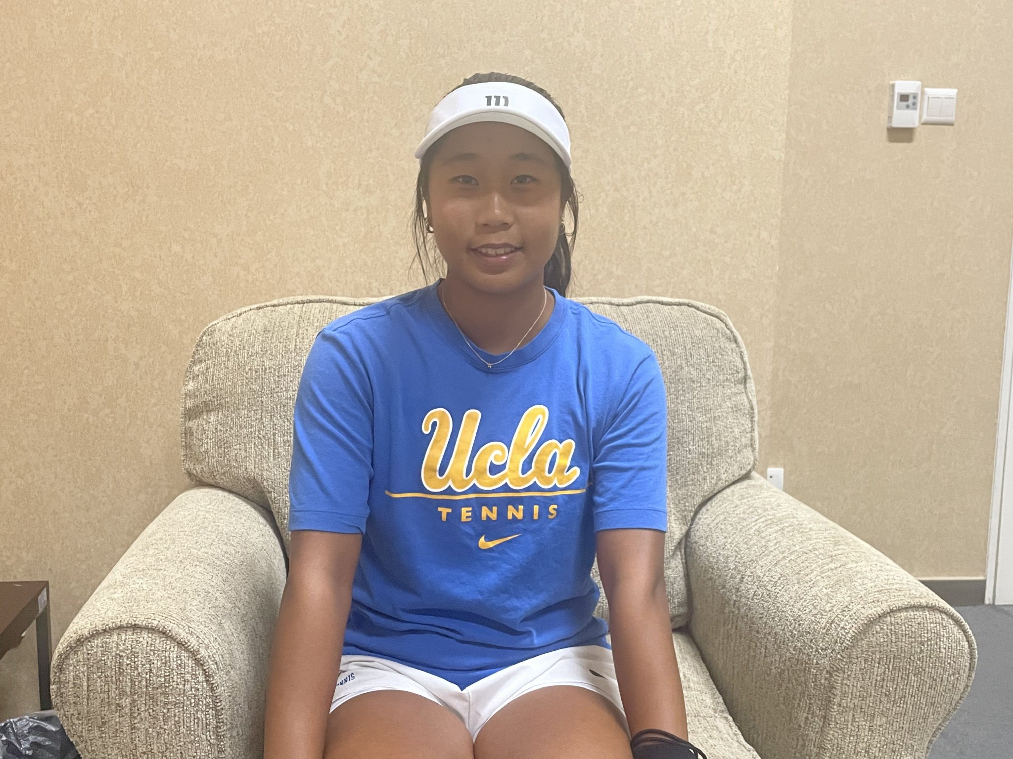 今年6月，田方然奪得美國大學生網球聯賽女單冠軍。 新京報記者 王繼鬆 攝