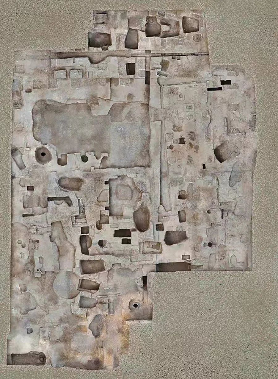 图为金中都大型建筑基址全景图。新华社发(国家文物局供图)