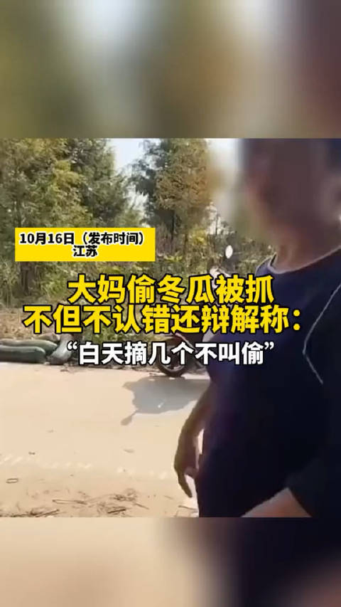 江苏，网友发视频称，大妈偷冬瓜被抓……