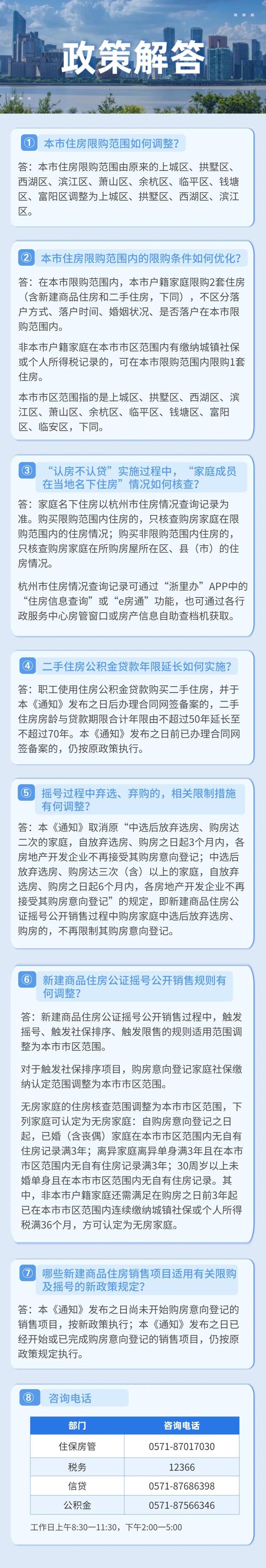 杭州楼市新政公布，限购范围调整为上城区等4区