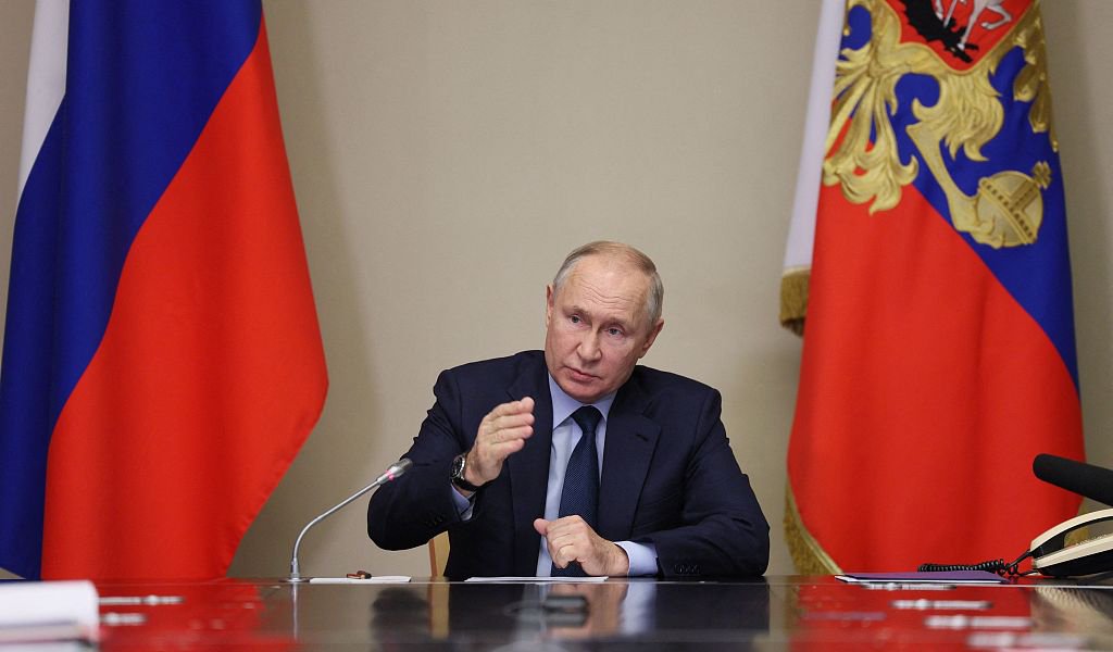 当地时间2023年10月16日，俄罗斯莫斯科，总统普京主持会议，讨论俄乌冲突及巴以冲突。