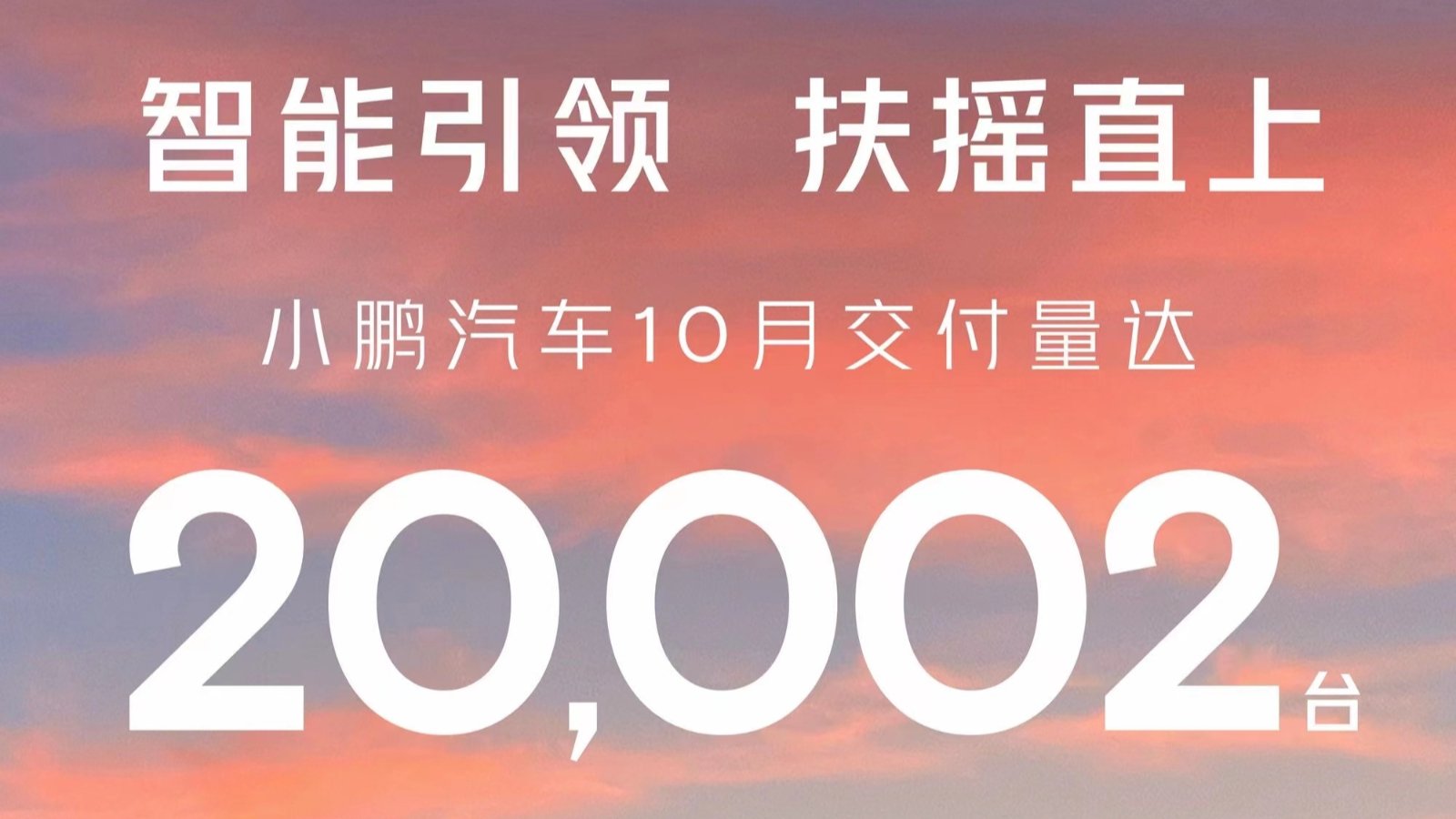 新的里程碑！小鹏汽车10月交付新车20,002台