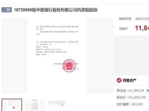 中原银行两笔股权二拍再度流拍,上半年业绩增收不增利