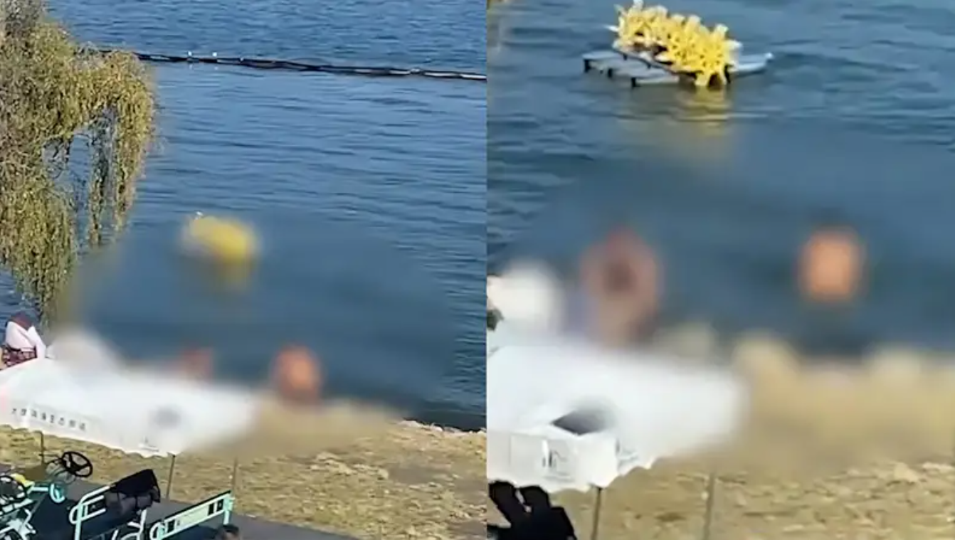 ▲网传女子在洱海裸泳。视频截图